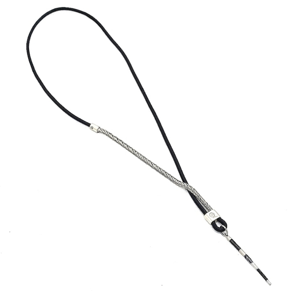 Alexander McQueen 26" Leather Cord Stainless Silver Combination Pendant Necklace